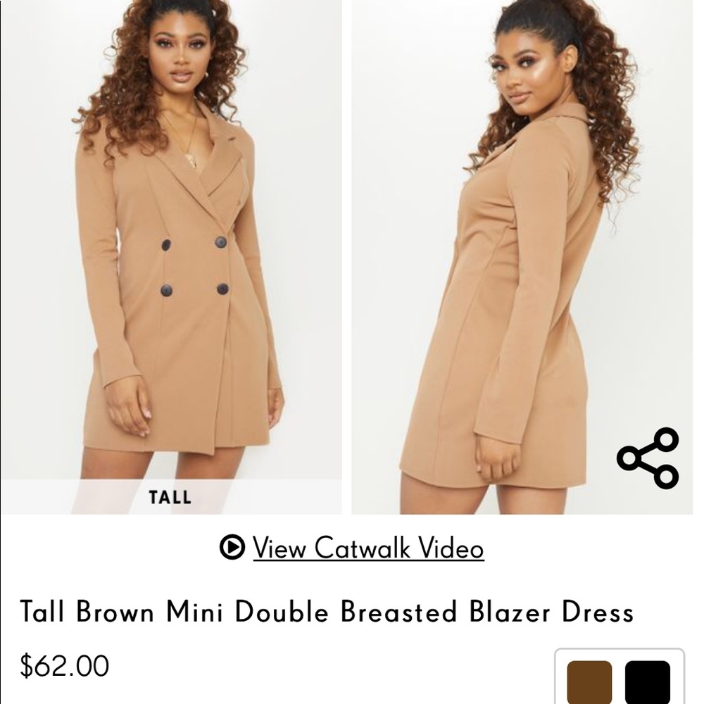 PLT brown mini blazer dress